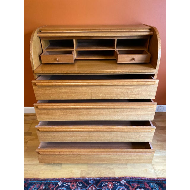 Mid-Century Modern 1960’s Danish Modern Roll Top Teak Desk by Denka For Sale - Image 3 of 10