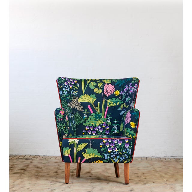 No. 912 Chair in Printed Upholstery by Gocken Jobs, 1950s, in Restored conditions. Designed 1950 to 1959