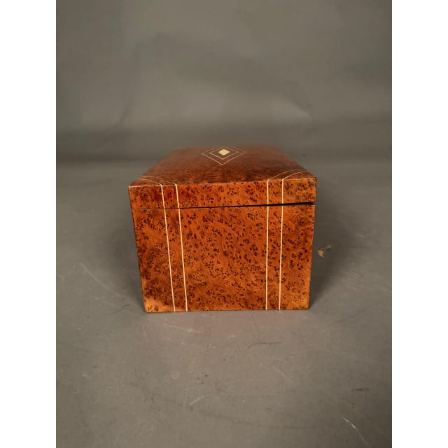 Bone French 19th Century Burl Elm Jewelry Box With Bone Inlay, Circa 1890 For Sale - Image 7 of 12