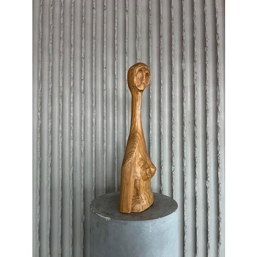 Belgian Artist, Brutalist Abstract Sculpture of a Woman, 1960s, Wood For Sale - Image 9 of 9