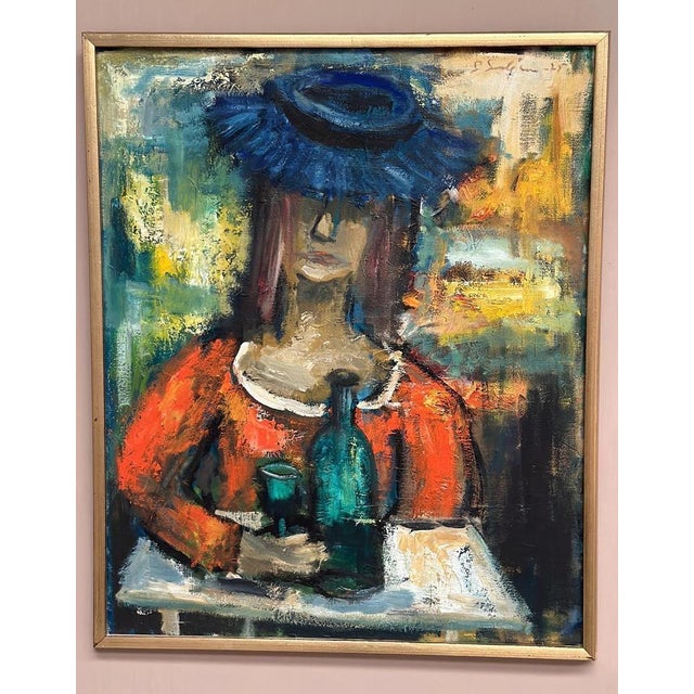 Sven Lundgren, The Woman with the Wine Bottle, 1950s, Oil Painting on Canvas, Framed For Sale - Image 8 of 16