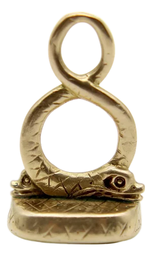 Early 19th Century 14k Gold Georgian Double Dolphin Fob With Bloodstone Cartouche