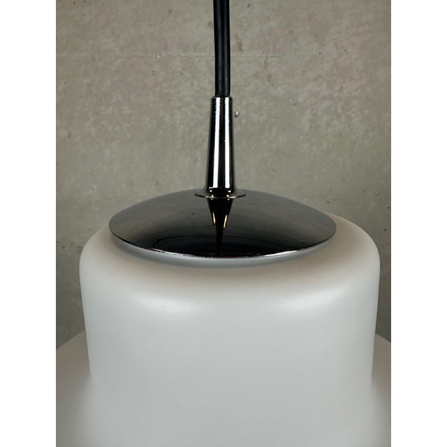 Silver Vintage Opaline Mushroom Pendant Lamp from Peill & Putzler, 1970s For Sale - Image 8 of 9