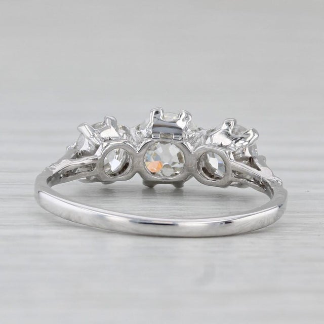 Metal 1.91ctw Diamond Round 3-Stone 14k White Gold Size 6.25 Engagement For Sale - Image 7 of 8