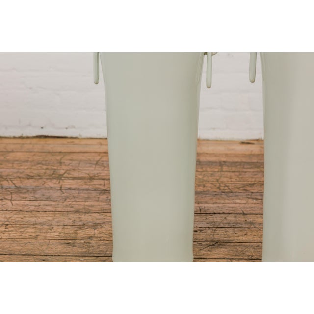 White Tall and Slender Vintage White Porcelain Elephant Handles Altar Vases - A Pair For Sale - Image 8 of 12