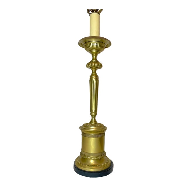 1980s Huge Large Vintage High Quality Speer Brass Bronze Marble Electric Table Lamp For Sale