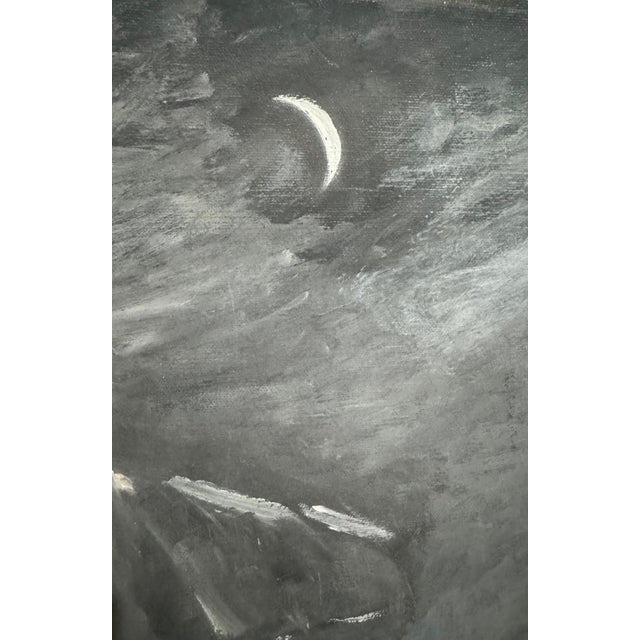 Expressionism Pre War European Hasidic Rabbi Kiddush Levana (Moon) German Judaica Oil Painting, c.1930s For Sale - Image 3 of 7