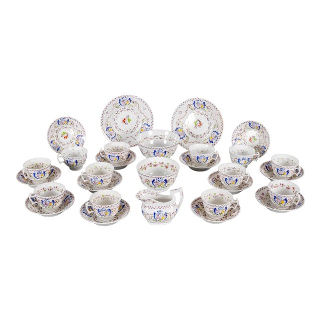 Antique Early Staffordshire Lusterware Tea Service- 17 Pieces For Sale