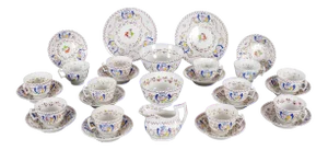 Antique Early Staffordshire Lusterware Tea Service- 17 Pieces