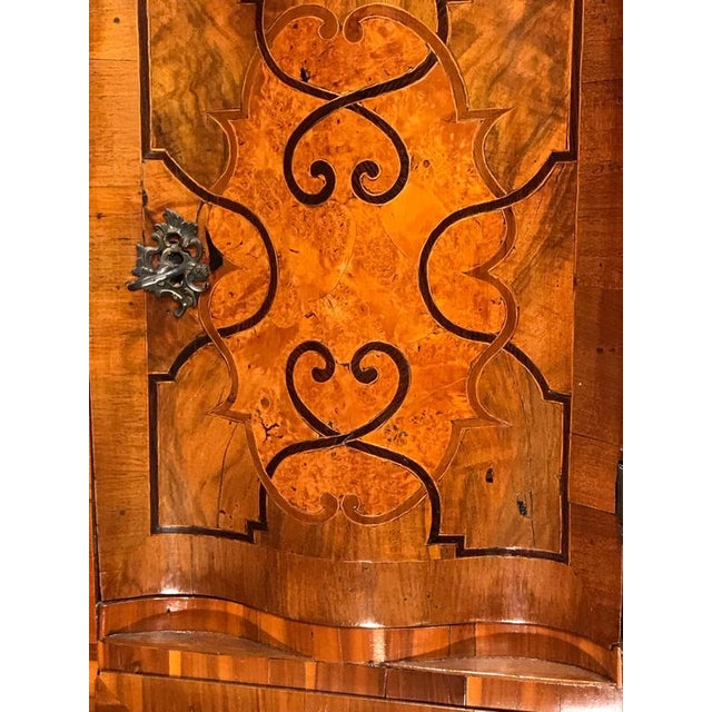 Antique Baroque Walnut Marquetry Secretaire, 1750 For Sale - Image 4 of 6