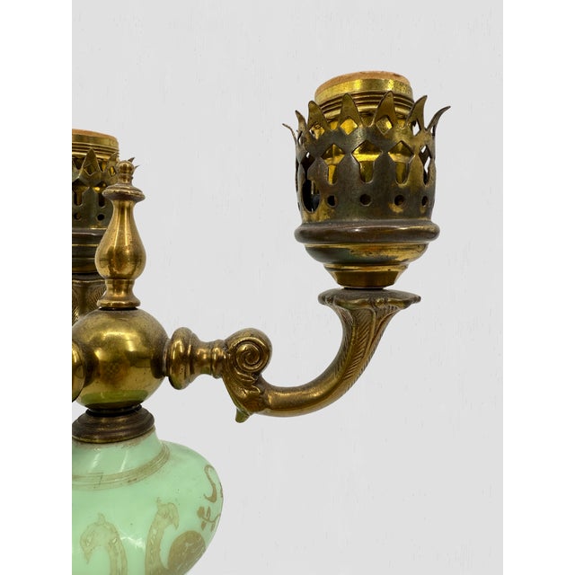 Vintage Jadeite 3 Arm Table Lamp For Sale - Image 4 of 15