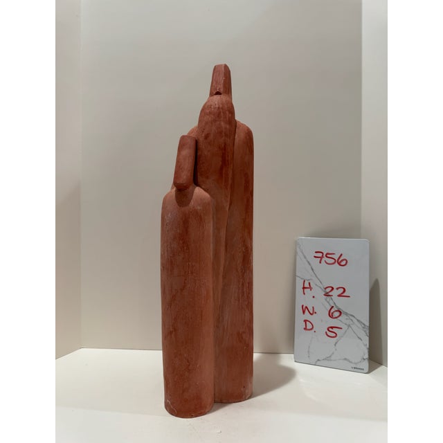 Larry Mohr Terracotta Two Standing Figures Sculpture Signed From Artist Estate For Sale In Atlanta - Image 6 of 6