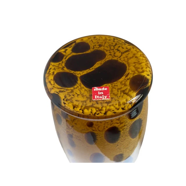 1980s Italian Art Glass Maestri Vetrai Tortoise Pattern Vase For Sale - Image 9 of 11