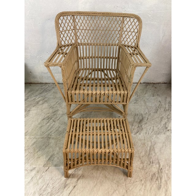 Vintage Rattan Club Chair and Ottoman For Sale - Image 10 of 10
