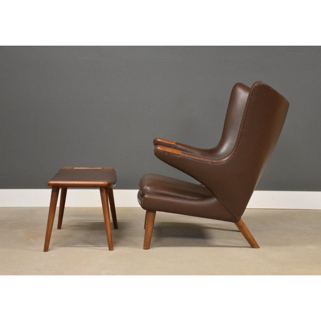 A.P. Stolen Hans J. Wegner Original Papa Bear Chair and Ottoman For Sale - Image 4 of 11