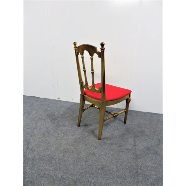 Hollywood regency Gold Gilt side chair , red upholstered seat