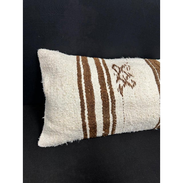 Turkish Hemp Pillow Cushion Natural Beige Brown Cushion Cover 14x40 #30441 Enhance your home decor with our Kilim Pillow...