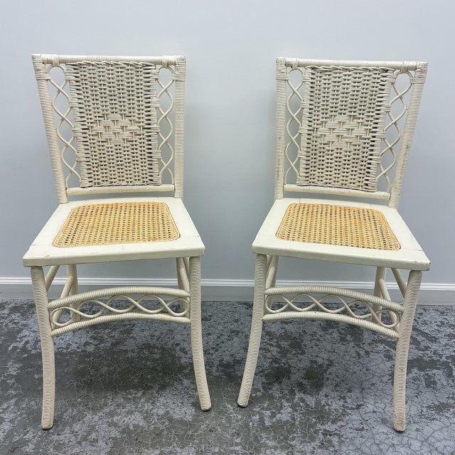 Mid 20th Century Heywood Wakefield Wicker Chairs With Cane Bottoms