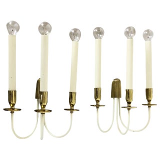 Brass Wall Lights from Vereinigte Werkstätten München, Germany, 1950s, Set of 2 For Sale