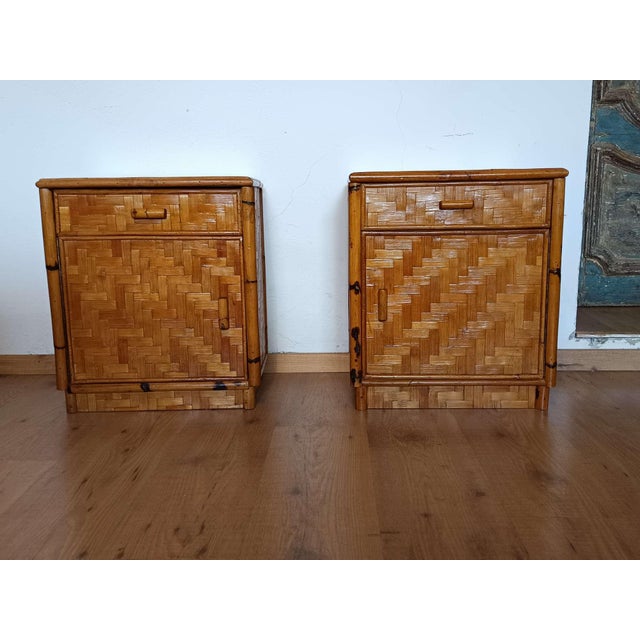 Bamboo Bedside Tables, 1970s, Set of 2 For Sale - Image 4 of 14