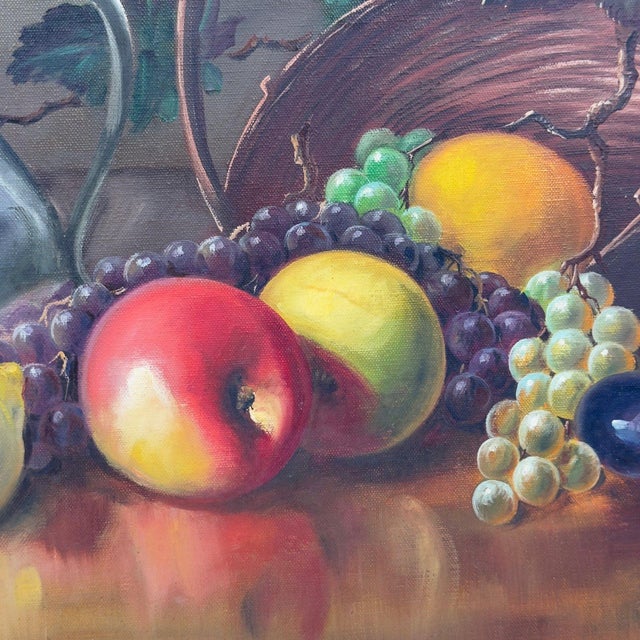 1940s Vintage Erich Schürer German (1910–1998) Original Oil Painting Fruit Still Life For Sale - Image 5 of 15