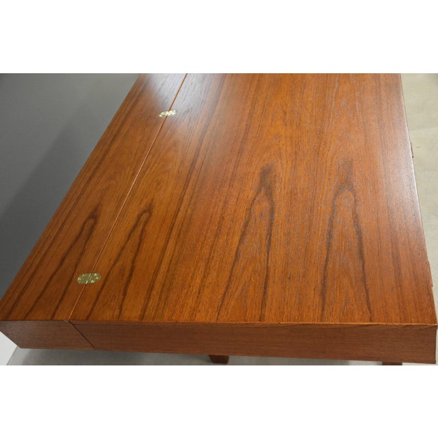 1973 Peter Lovig Signed Teak Flip Top Desk For Sale - Image 12 of 13