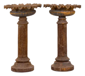 Tall Cast Iron Garden Planters, Set of 2