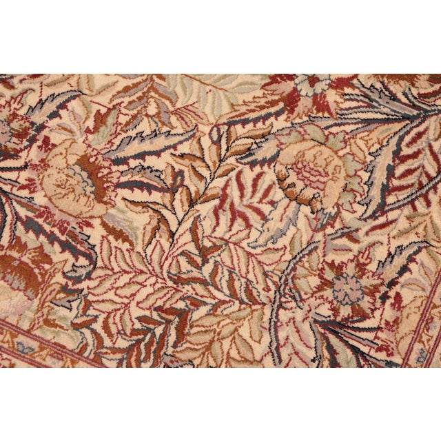 Shabby Chic Floral 1990's Pak-Persian Beige/Gold Wool Rug - 6'3'' X 9'1'' For Sale In New York - Image 6 of 9