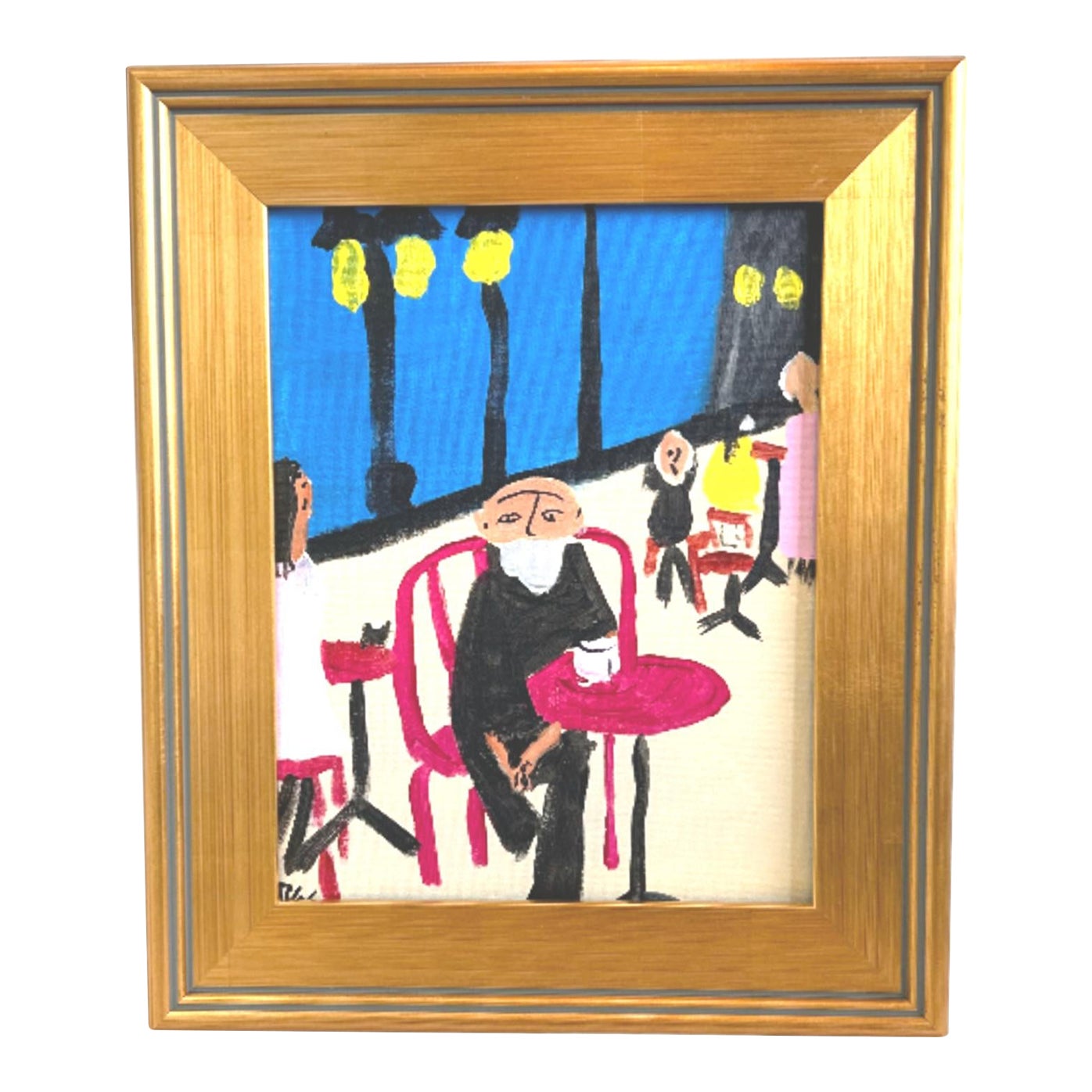 Parisian Expressionism Man Painting at a Cafe Including the Antique ...
