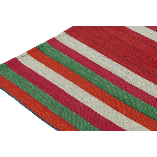 1950s Vintage Persian Kilim in Red With Multicolor Stripes by Rug & Kilim For Sale In New York - Image 6 of 7