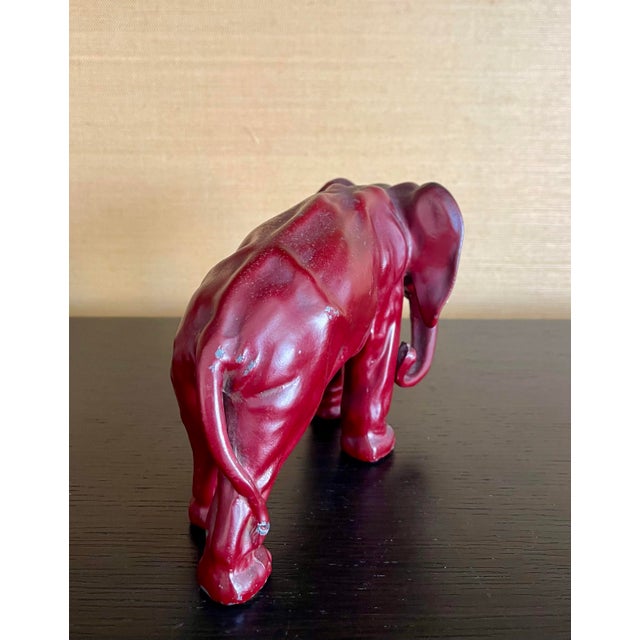 Hollywood Regency Hollywood Regency Elephant, Circa 1960s, in Cinnabar Red For Sale - Image 4 of 7