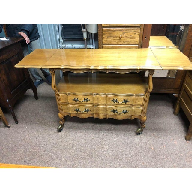 Thomasville Tableau Collection French Provincial Louis XV style drop leaf buffet server or bar cabinet on casters 2...