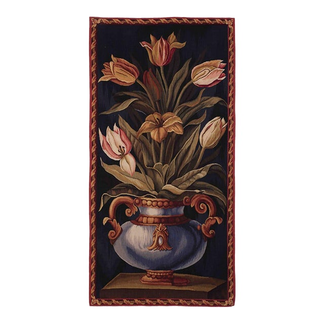 Flemish Tulips Handwoven Tapestry - 188 X 92 Cm (6'2" X 3'0") - Requires Rod Size 2 For Sale