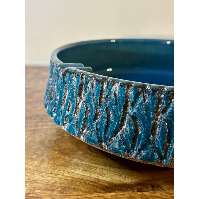 1950s Early Aldo Londi for Bitossi Ocean Blue Volcanic Glaze Ashtray, Italy For Sale In Miami - Image 6 of 7