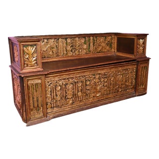 Italian Carved Gold Gilt Wood Chest Bench For Sale