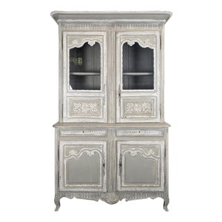 Norman Glass-Fronted 2-Body Buffet in Patinated Grey and White Oak For Sale