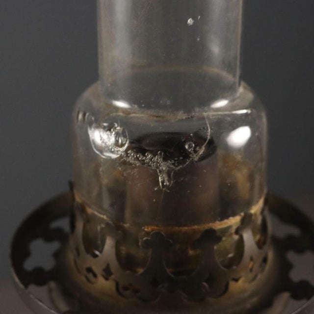 Blue Antique Bronze Oil Lamp from Kosmos Brenner, Europe, 19th Century For Sale - Image 8 of 9