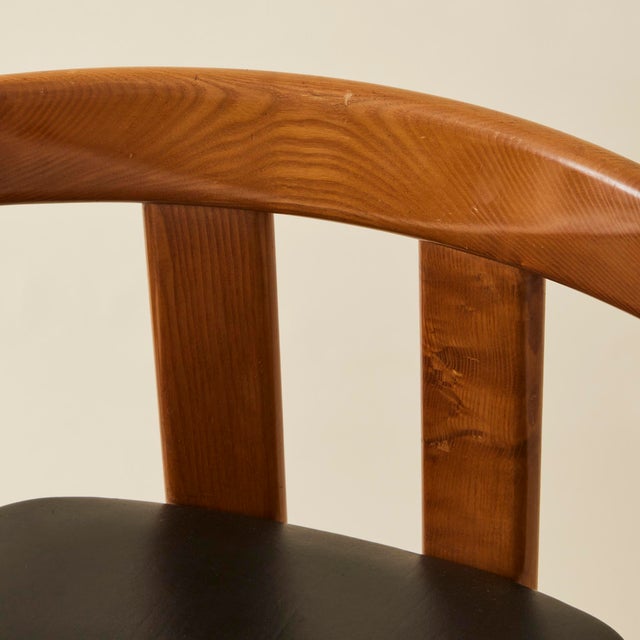 Luigi Vaghi Wood Dining Chairs With Black Seat, Set of 6, 1960's Italy For Sale - Image 11 of 12