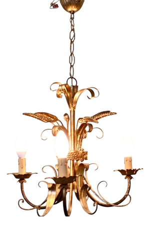 Vintage French Toleware Gilded Chandelier, 1960