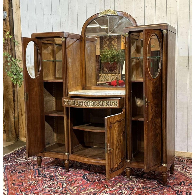 Art Deco Period Sideboard in Mahogany, Oak and Marble Top, 1930s For Sale - Image 15 of 18