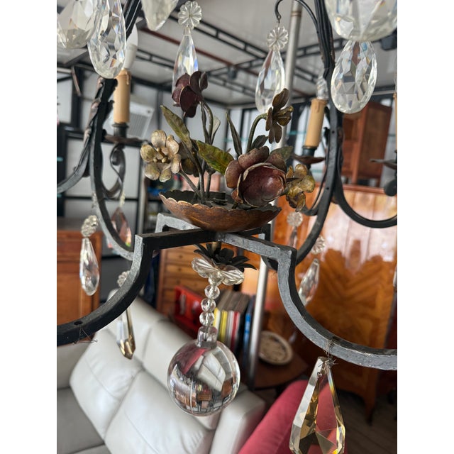 Louis XV Eight-Light Cage Chandelier with Floral Design For Sale - Image 5 of 9