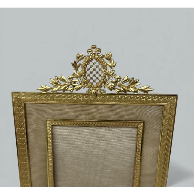 Victorian Antique French Bronze Dore Ormolu Portrait Photo Photograph Picture Frame Silk For Sale - Image 3 of 7
