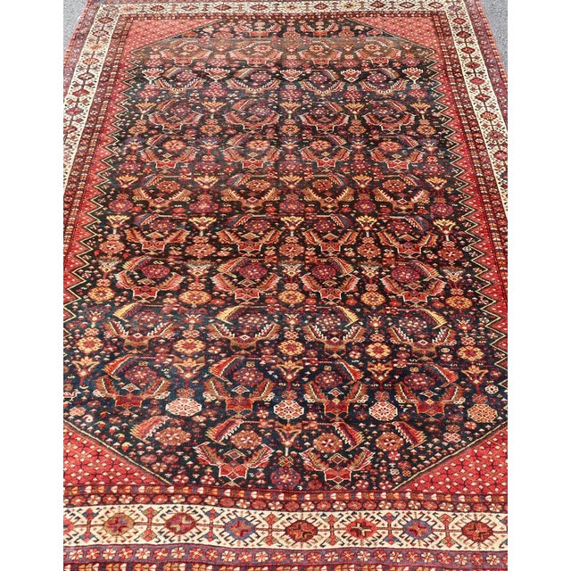 Measures: 6' x 9'3" Antique 19th Century Persian Qashqai Rug. Keivan Woven Arts/ rug/ EMB-222107 , country of origin /...