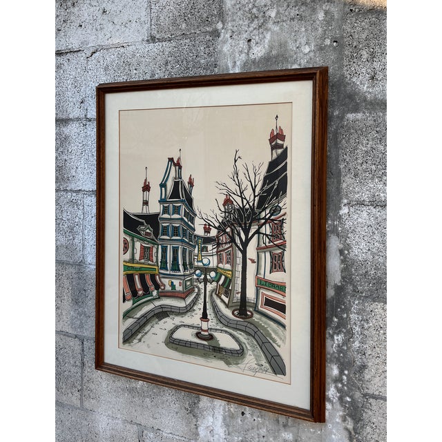 American "City Street" Lithography, Framed, Pencil Signed by the Artist. Circa 1970s For Sale - Image 3 of 18