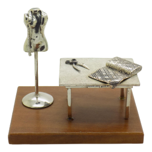 Vintage Italian Sterling Silver 925 & Wood Medusa-Oro Sewing Studio Set Figurine