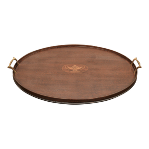 Antique English Oval Mahogany Inlaid Butler Tray