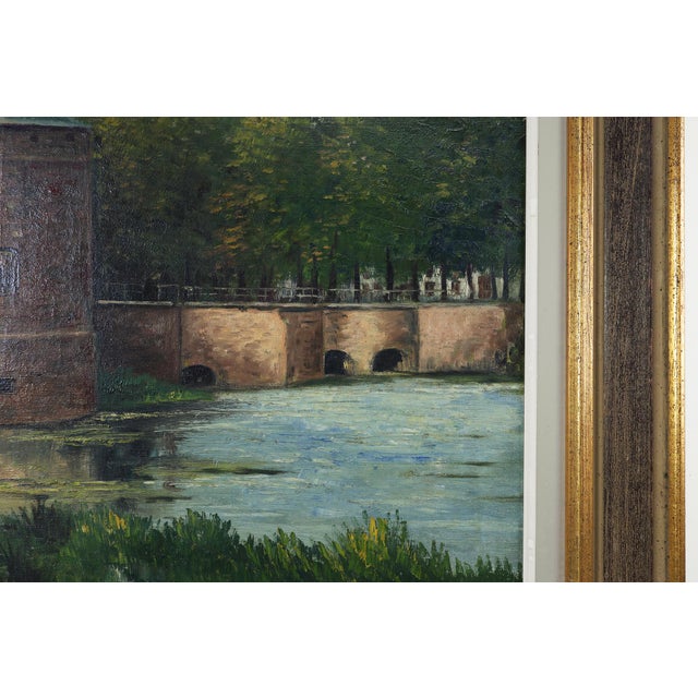 1950s Rustic Landscape of the Smedepoort Bruges, Belgium, 1950s, Oil on Canvas, Framed For Sale - Image 5 of 11