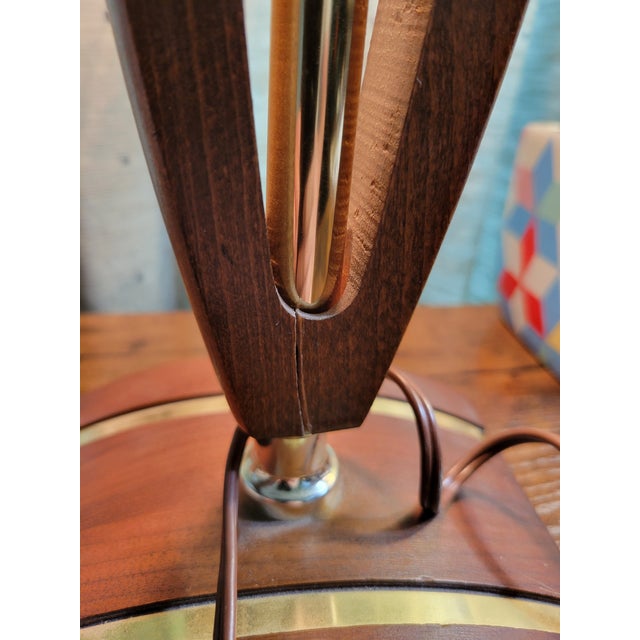 Mid-Century Modern Wood & Brass Desk/Piano Lamp For Sale - Image 10 of 12