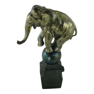 1930 Art Deco Silver Plated Bronze Dancing Elephant For Sale
