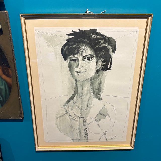 Bruno Cassinari, A Woman's Face, 1961, Watercolor Painting For Sale - Image 11 of 12